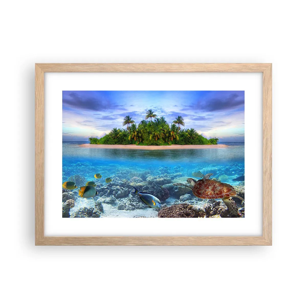 Affiche dans un chêne clair - Poster - L'île céleste vous invite - 40x30 cm