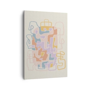 Impression sur toile - Image sur toile - Lignes abstraites pastel créant des motifs géométriques - 50x70cm - Labyrinthe – une aventure joyeuse - Décoration murale moderne pour le salon et la chambre ARTTOR