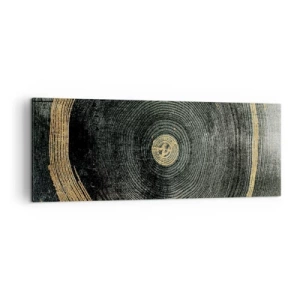 Impression sur toile - Image sur toile - Cercles concentriques avec des accents dorés - 140x50cm - Changement et persistance - Décoration murale moderne pour le salon et la chambre ARTTOR