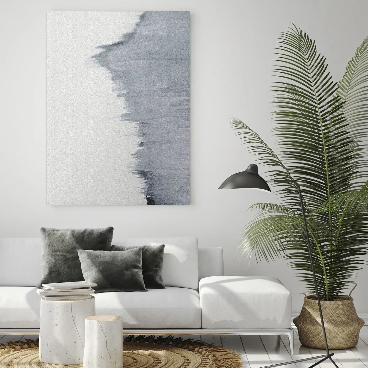 Impression sur verre - Image sur verre - Une composition abstraite dans des tons de gris ressemblant à un disque sur fond blanc. - 50x70cm - Une esquisse mystérieuse - Décoration murale moderne pour le salon et la chambre ARTTOR