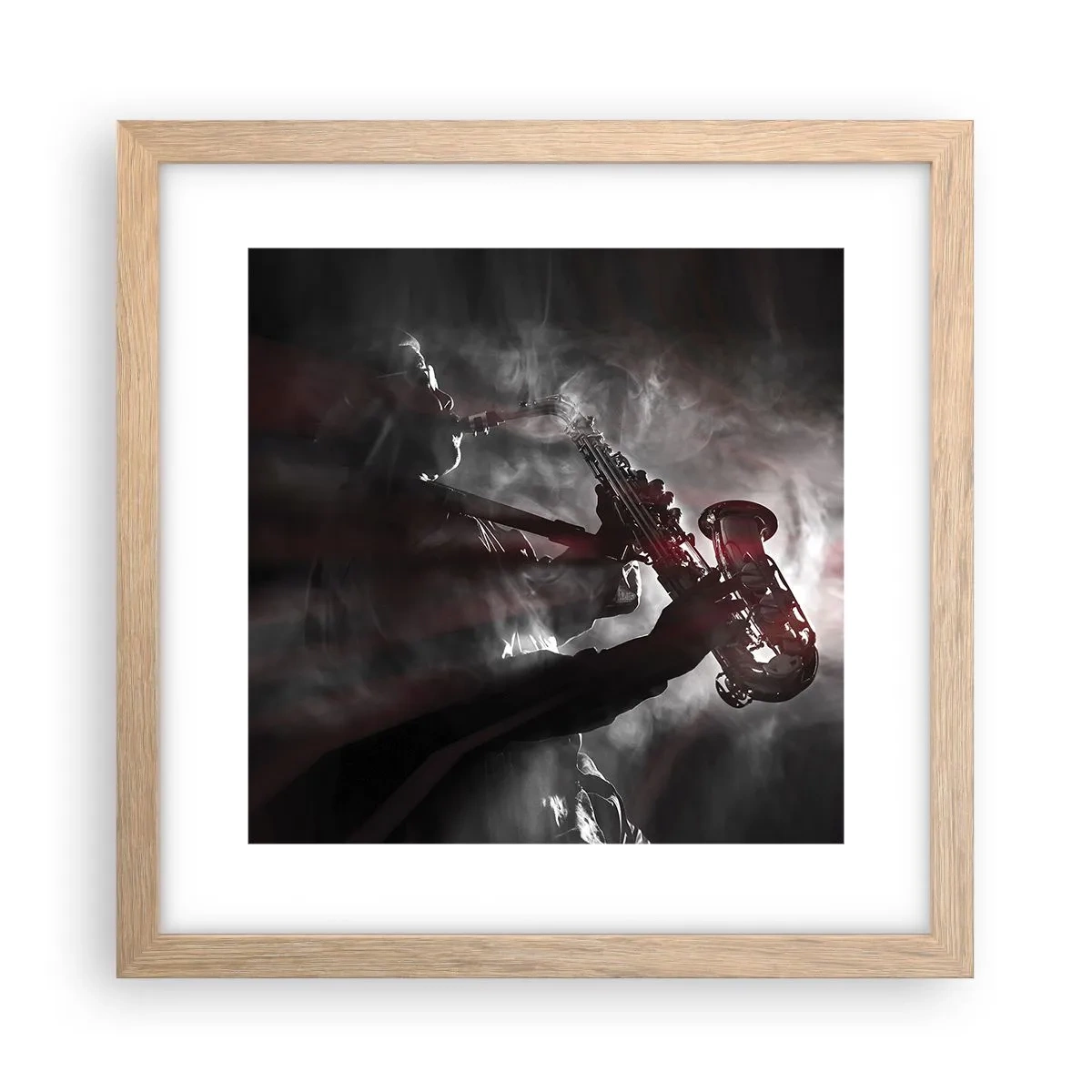 Affiche dans un chêne clair - Poster - Dans les brumes du jazz - 30x30 cm