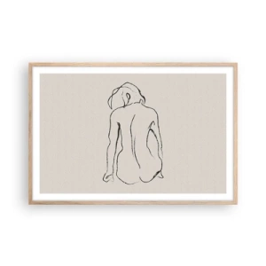 Affiche dans un chêne clair - Poster - Femme nue - 91x61 cm