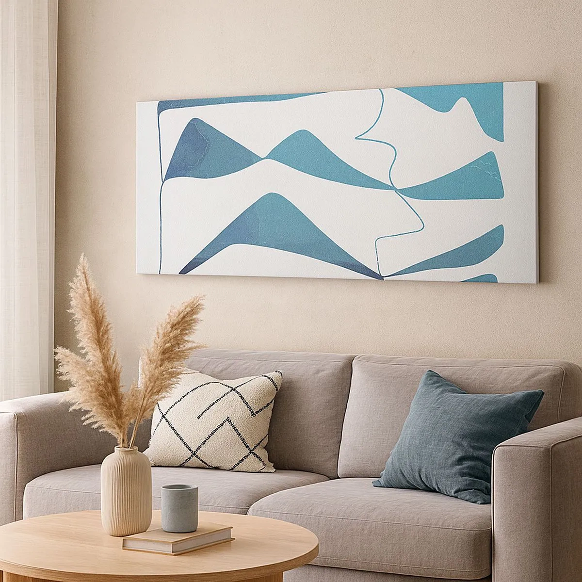 Impression sur toile - Image sur toile - Abstraction : composé turquoise - 100x40 cm