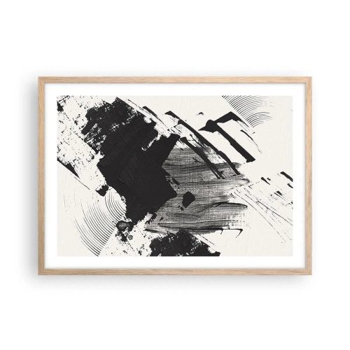 Affiche dans un chêne clair - Poster - Abstraction – expression du noir - 70x50 cm