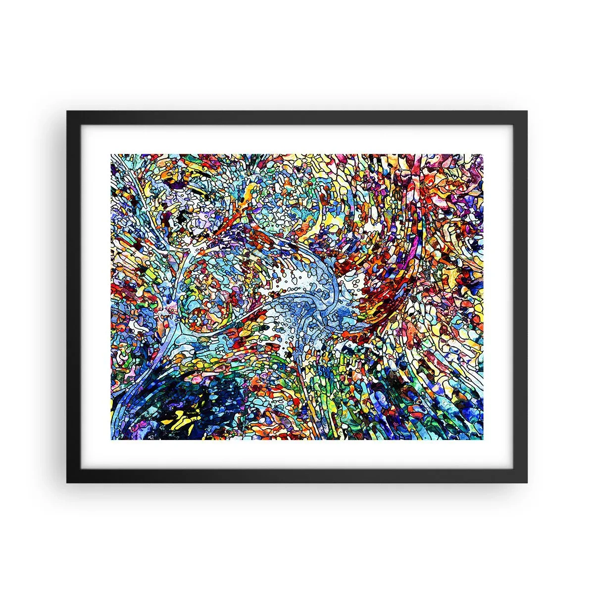 Affiche dans un cadre noir - Poster - Goutte de vitrail - 50x40 cm