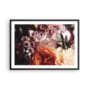 Affiche dans un cadre noir - Poster - Gros plan d'une composition florale colorée - 70x50cm - Enveloppé de beauté - Décoration murale moderne pour le salon et la chambre ARTTOR