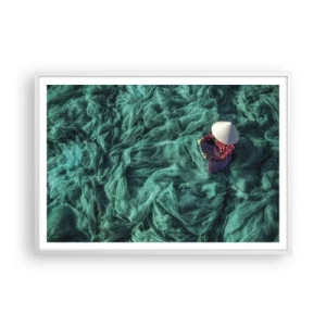 Affiche dans un cadre blanc - Poster - Dans une mer de filet - 100x70 cm