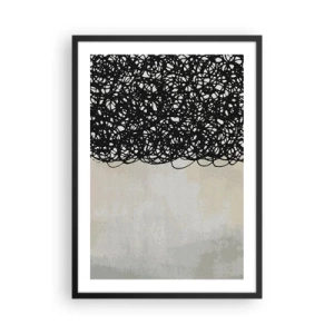 Affiche dans un cadre noir - Poster - Composition abstraite avec des lignes noires sur un fond clair - 50x70cm - Abstraction turbulente - Décoration murale moderne pour le salon et la chambre ARTTOR