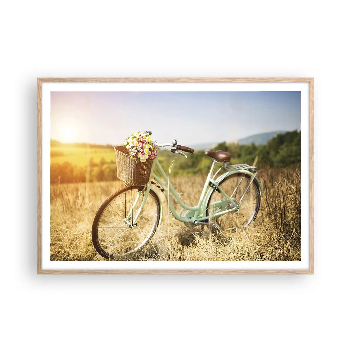 Affiche dans un chêne clair - Poster - Je vais rester un petit moment - 100x70 cm