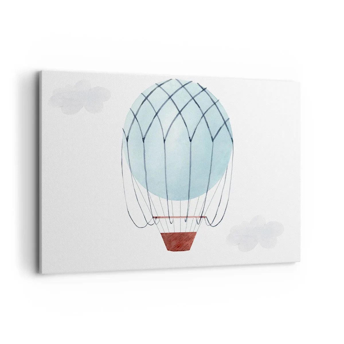 Impression sur toile - Image sur toile - Un ballon peint à la main sur fond de nuages délicats. - 120x80cm - Entièrement dans les nuages - Décoration murale moderne pour le salon et la chambre ARTTOR