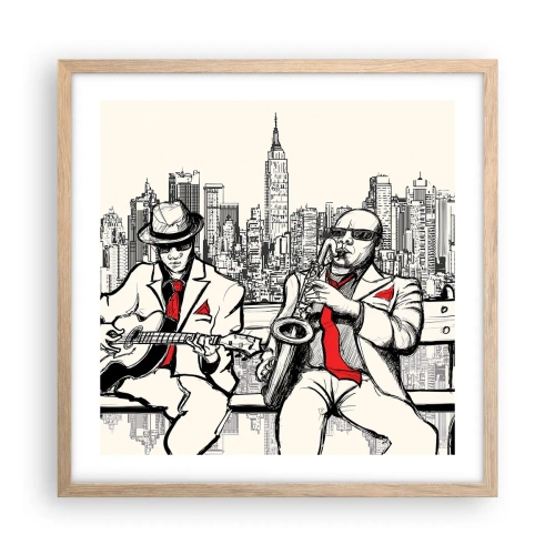 Affiche dans un chêne clair - Poster - improvisation new-yorkaise - 50x50 cm