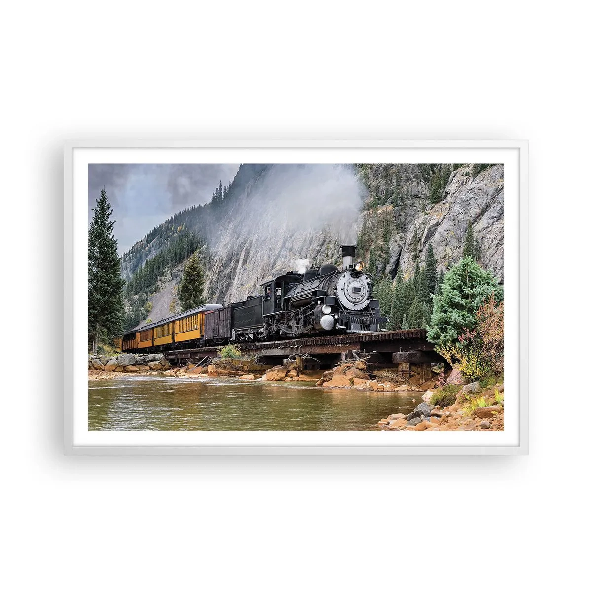 Affiche dans un cadre blanc - Poster - Et lui jusqu'où? Jusqu'où? - 91x61 cm