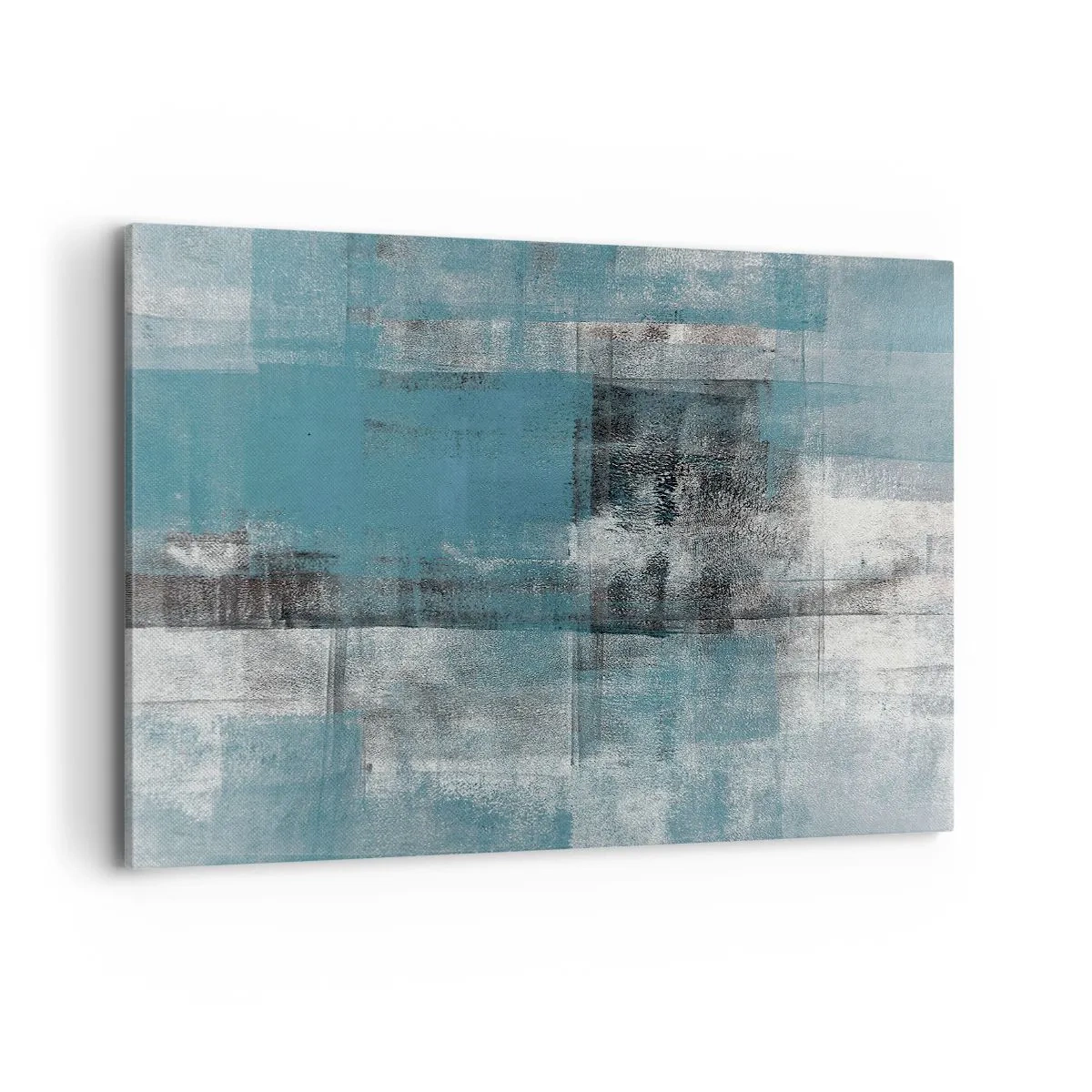 Impression sur toile - Image sur toile - Une composition abstraite dans des tons de bleu avec texture et couches. - 100x70cm - Eau et air - Décoration murale moderne pour le salon et la chambre ARTTOR