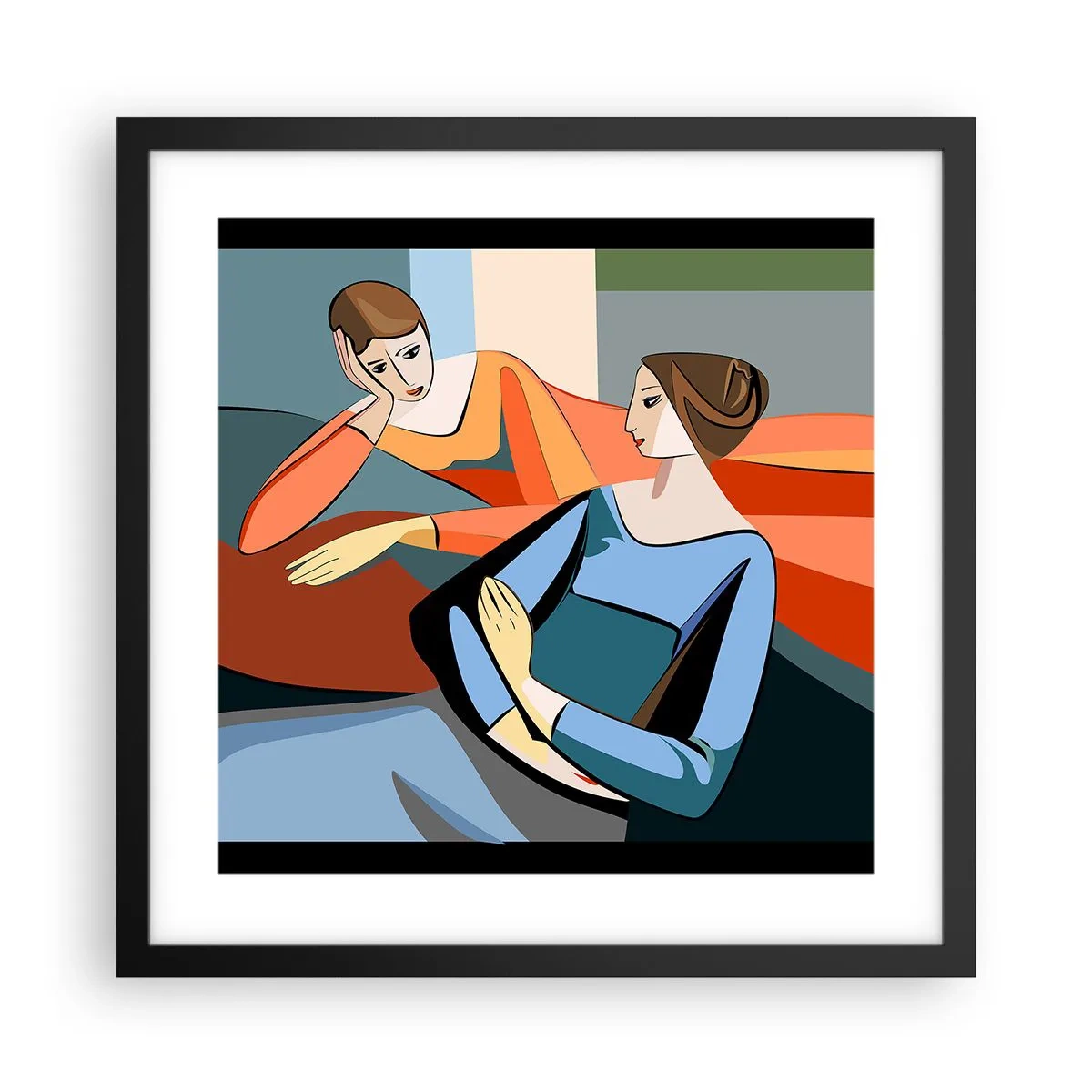 Affiche dans un cadre noir - Poster - Un moment de confiance - 40x40 cm