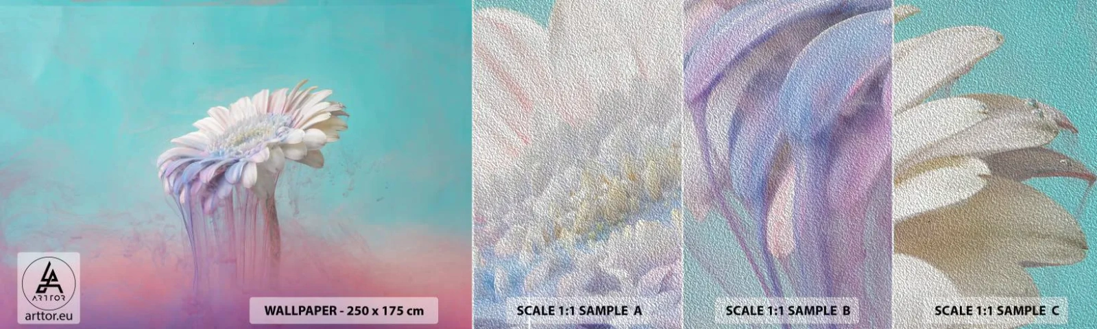 Échantillon de Papier Peint Premium Sand - Le monde souterrain des fleurs - Abstraction, Fleur, Morceau - 100x30 cm