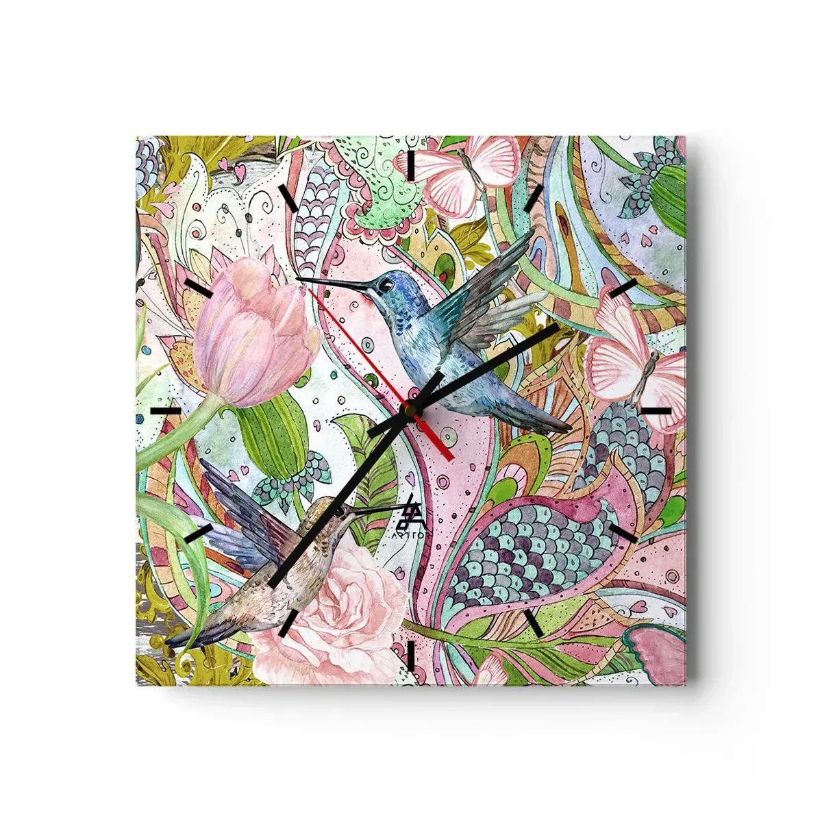 Horloge murale - Pendule murale - Empêtré dans les vignes - 40x40 cm