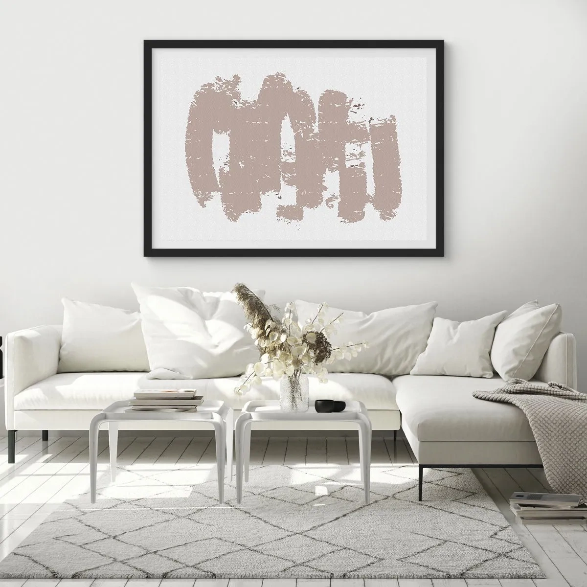 Affiche dans un cadre noir - Poster - Abstraction en rose tendre - 91x61 cm