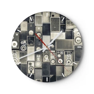 Horloge murale - Pendule murale - Ensemble d'enceintes de style rétro - 30x30cm - Tout va bien - Décoration murale moderne pour le salon, la cuisine et la chambre ARTTOR