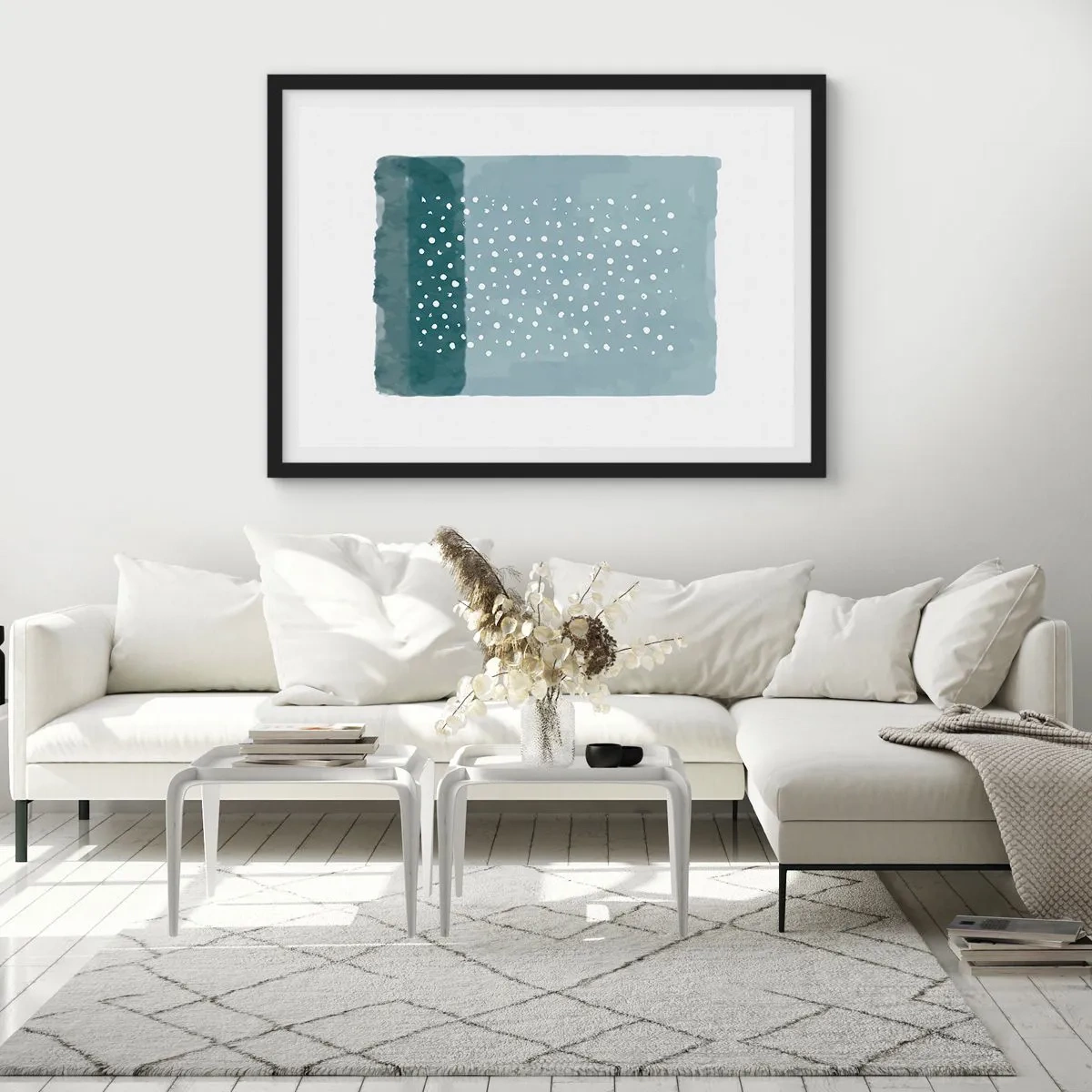 Affiche dans un cadre noir - Poster - Évolution de bleus - 50x40 cm