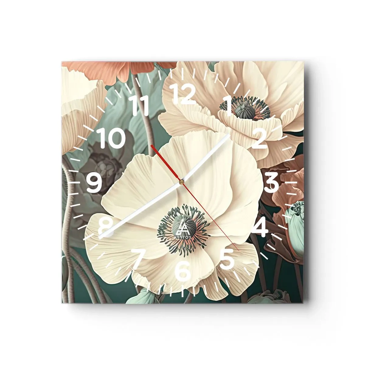 Horloge murale - Pendule murale - Le murmure des coquelicots - 30x30 cm