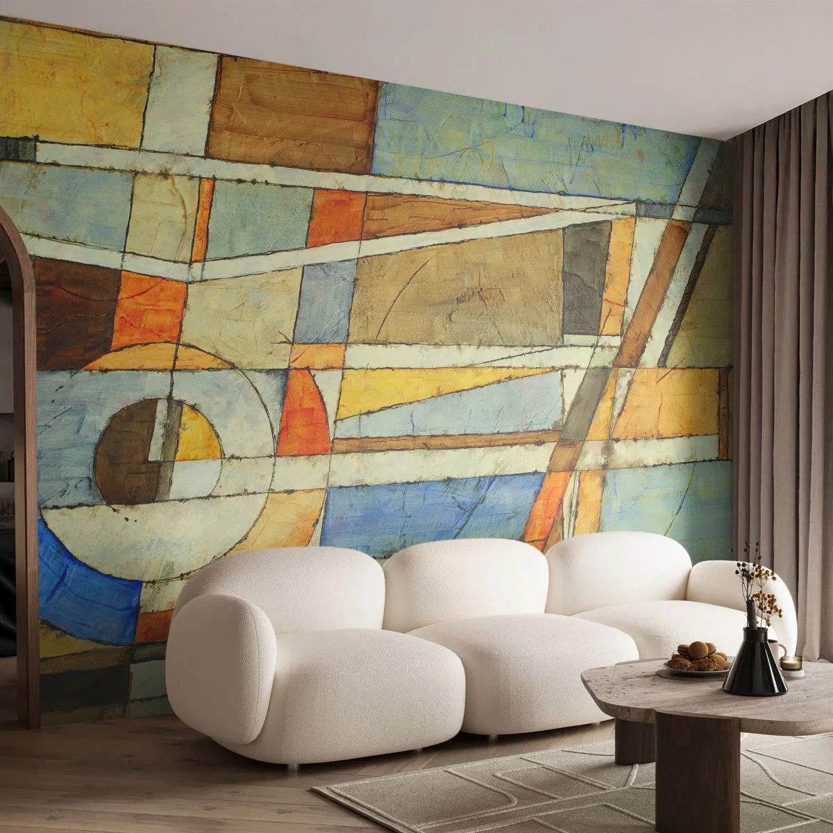 Papier Peint Autocollant Deluxe Sticker - Cubisme sur le chantier - Abstraction, Morceau, Graphique - 250x175 cm