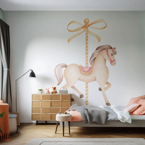 Papier Peint Autocollant Deluxe Sticker - Un trot gracieux - Cheval, Manège, De petite fille - 400x280 cm
