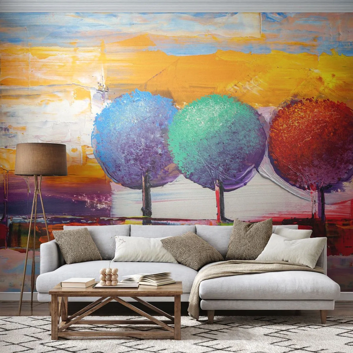 Papier Peint Photo Premium Sand - Art jusqu'à trois - Paysage, Des arbres, Morceau - 500x350 cm