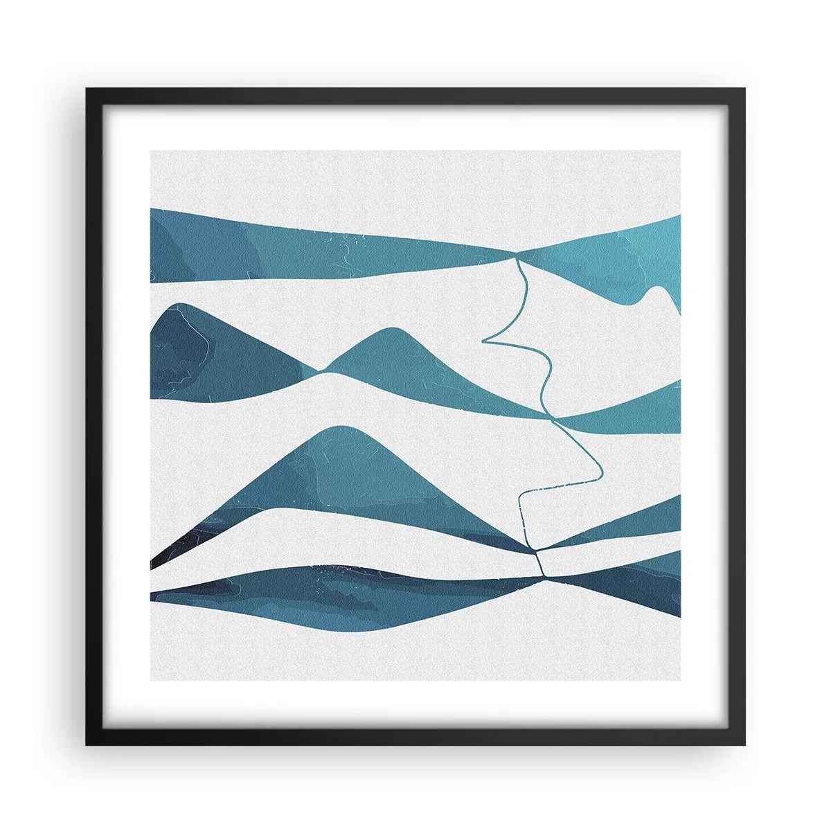 Affiche dans un cadre noir - Poster - Abstraction : composé turquoise - 50x50 cm