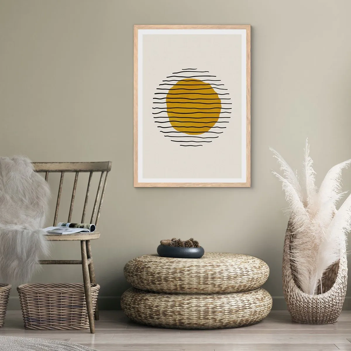 Affiche dans un chêne clair - Poster - Abstraction tremblante de chaleur - 40x50 cm