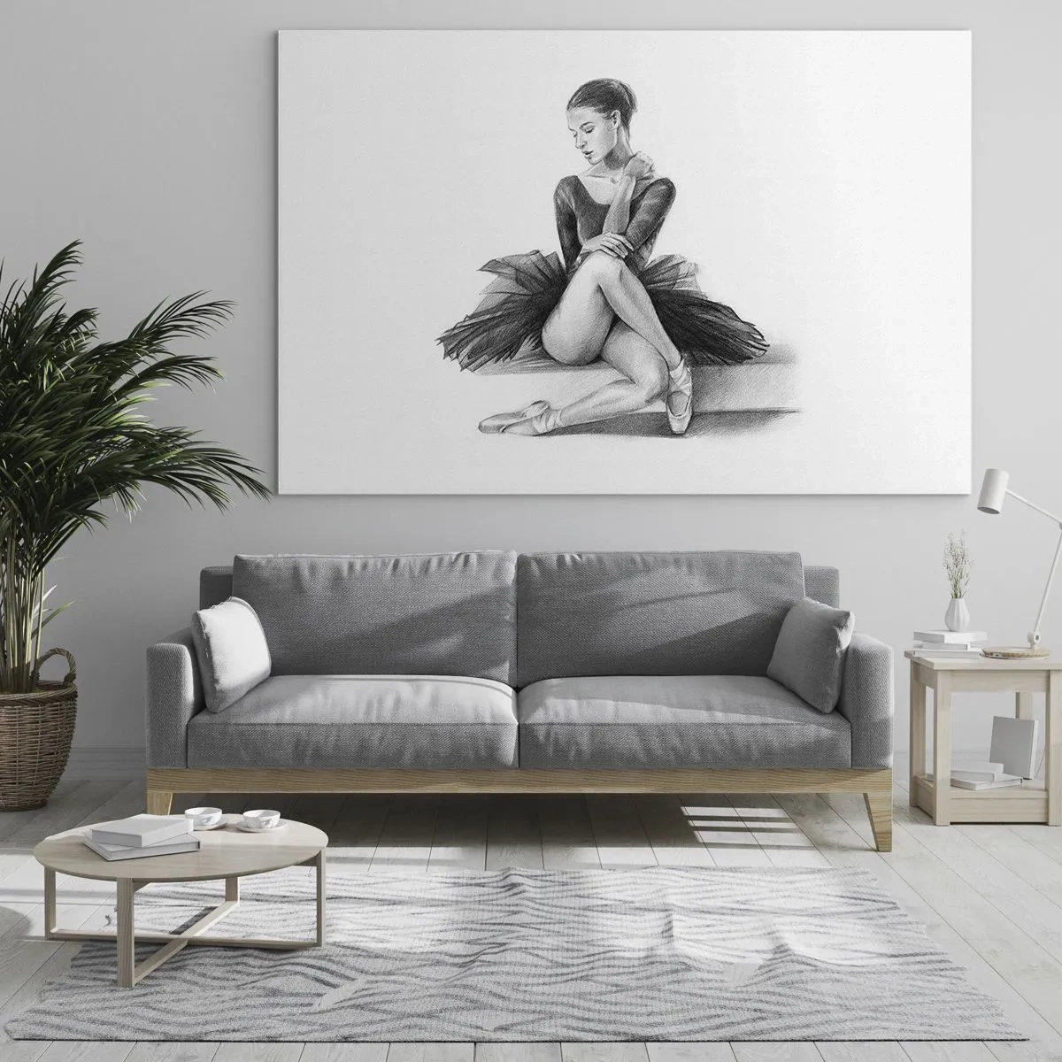 Impression sur verre - Image sur verre - Croquis d'une ballerine en robe noire dans une pose pensive - 70x50cm - Envoutée par la danse - Décoration murale moderne pour le salon et la chambre ARTTOR