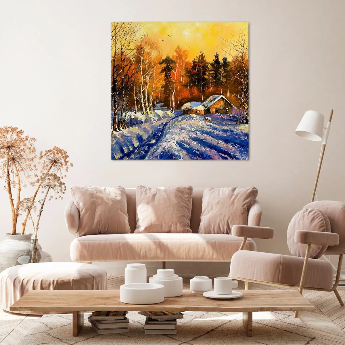Impression sur toile - Image sur toile - Impression d'hiver au soleil - 70x70 cm
