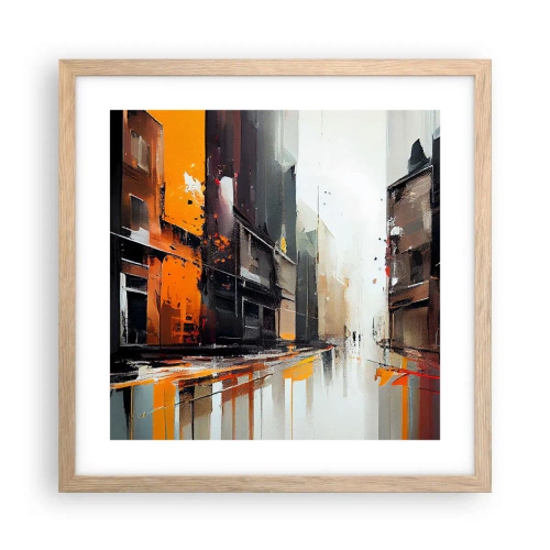 Affiche dans un chêne clair - Poster - Jour de pluie - 40x40 cm