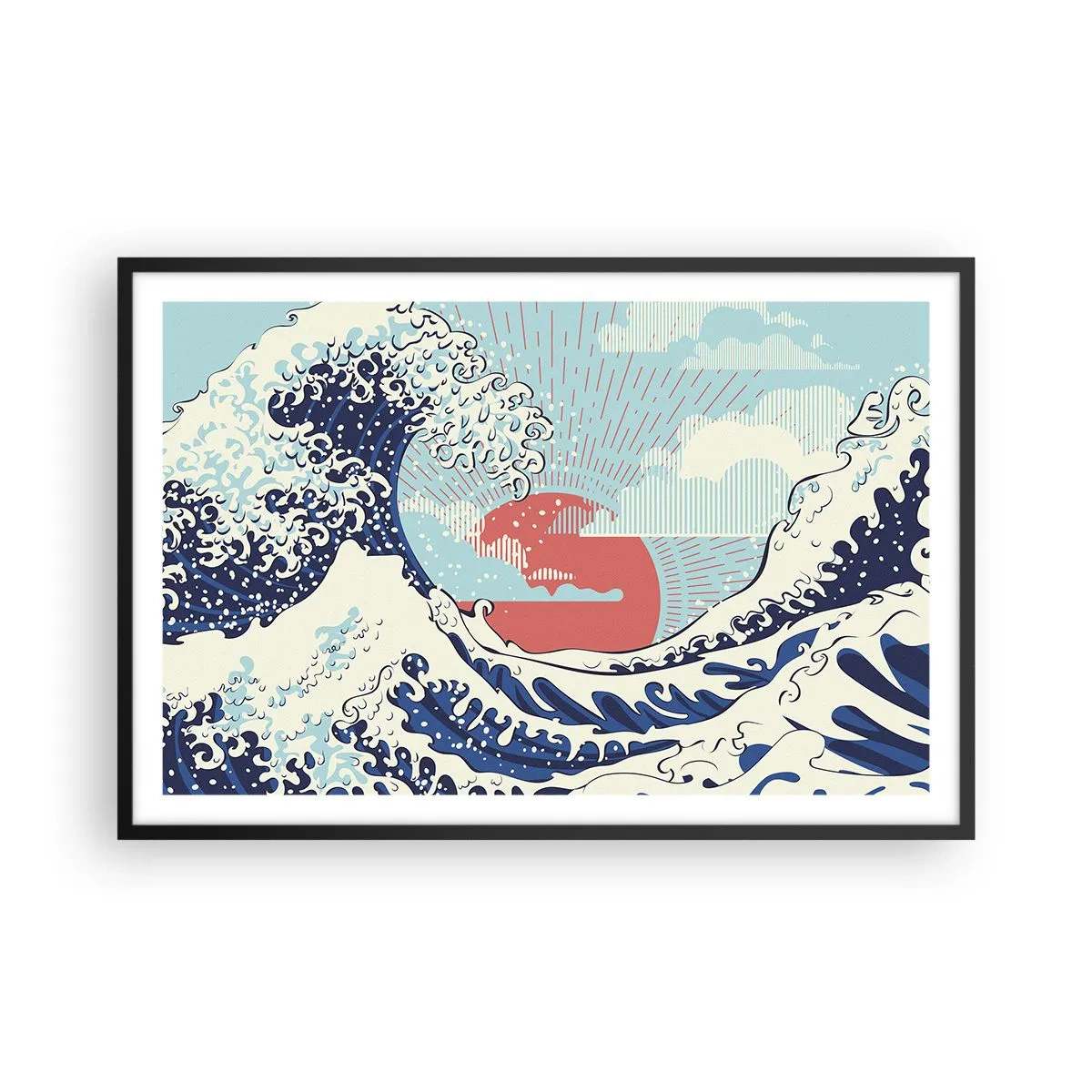 Affiche dans un cadre noir - Poster - D'une inspiration japonnaise - 91x61 cm