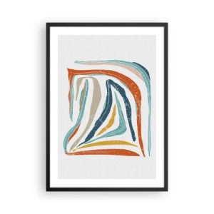 Affiche dans un cadre noir - Poster - Abstraction colorée avec des lignes organiques - 50x70cm - Abstraction avec un sourire amical - Décoration murale moderne pour le salon et la chambre ARTTOR