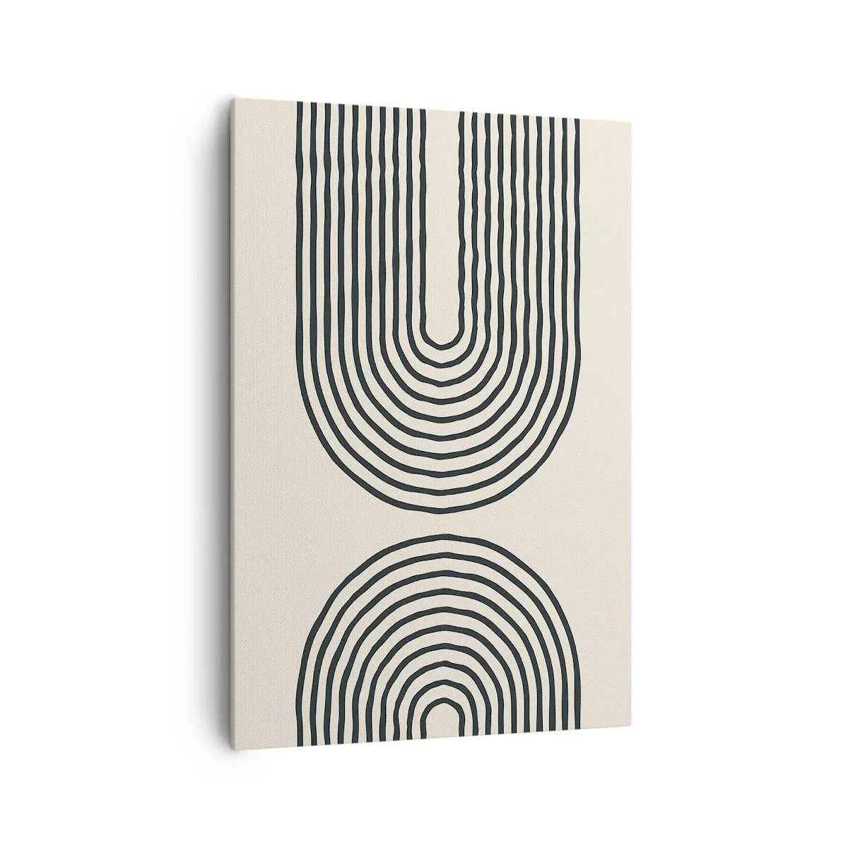 Impression sur toile - Image sur toile - Motif géométrique abstrait avec des lignes symétriques sur un fond clair - 70x100cm - Dans un instant... - Décoration murale moderne pour le salon et la chambre ARTTOR