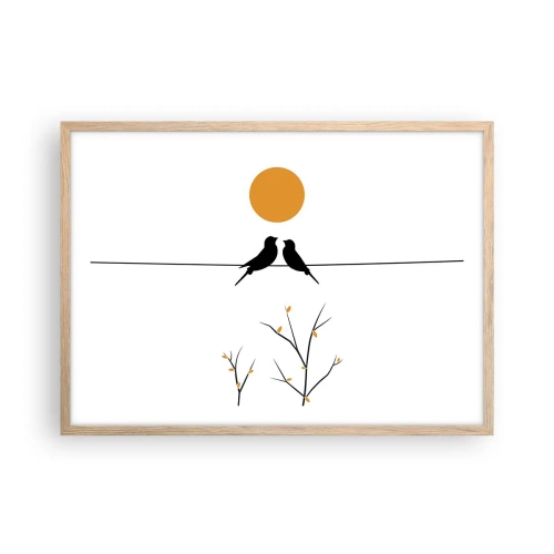Affiche dans un chêne clair - Poster - Soirée pour rossignols - 70x50 cm