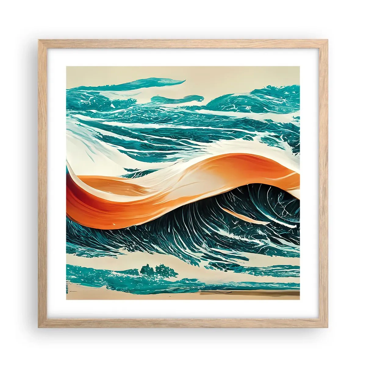 Affiche dans un chêne clair - Poster - Le rêve d'un surfeur - 50x50 cm