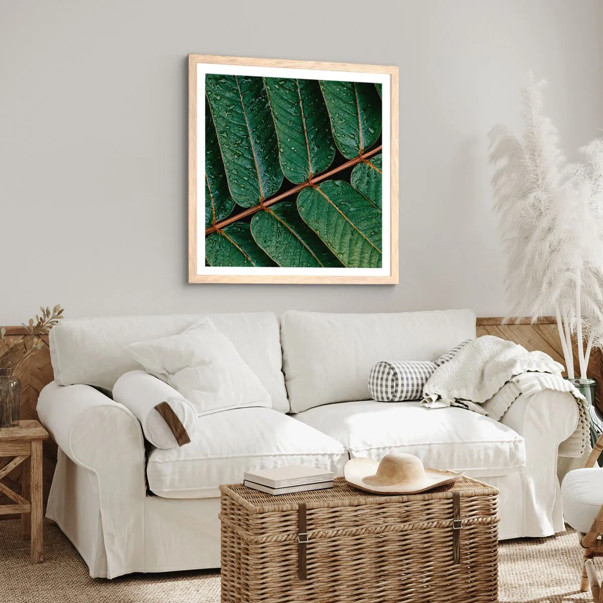 Affiche dans un chêne clair - Poster - Au rythme de la verdure - 60x60 cm