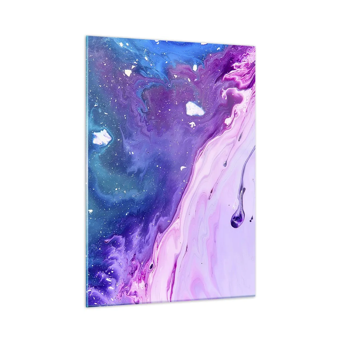 Impression sur verre - Image sur verre - Une composition abstraite avec un mélange de couleurs violettes, bleues et roses. - 50x70cm - Yin et yang - Décoration murale moderne pour le salon et la chambre ARTTOR