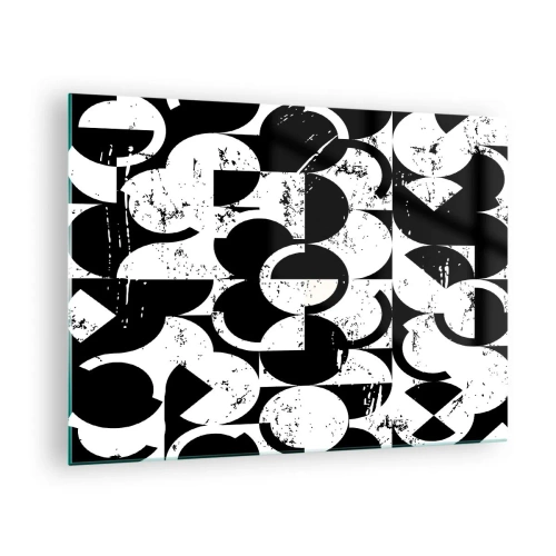 Impression sur verre - Image sur verre - Motif géométrique aux formes contrastées en noir et blanc - 70x50cm - Le blanc est blanc et le noir est noir - Décoration murale moderne pour le salon et la chambre ARTTOR