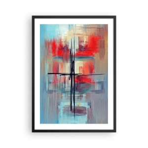 Affiche dans un cadre noir - Poster - Composition abstraite aux couleurs dynamiques - 50x70cm - Un paysage dans une dimension inconnue - Décoration murale moderne pour le salon et la chambre ARTTOR
