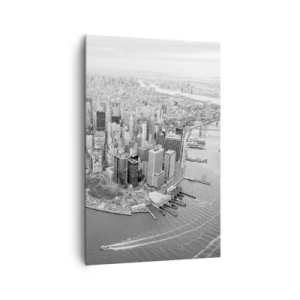 Impression sur toile - Image sur toile - Vue aérienne de Manhattan en noir et blanc - 80x120cm - Comment ne pas aimer ? - Décoration murale moderne pour le salon et la chambre ARTTOR