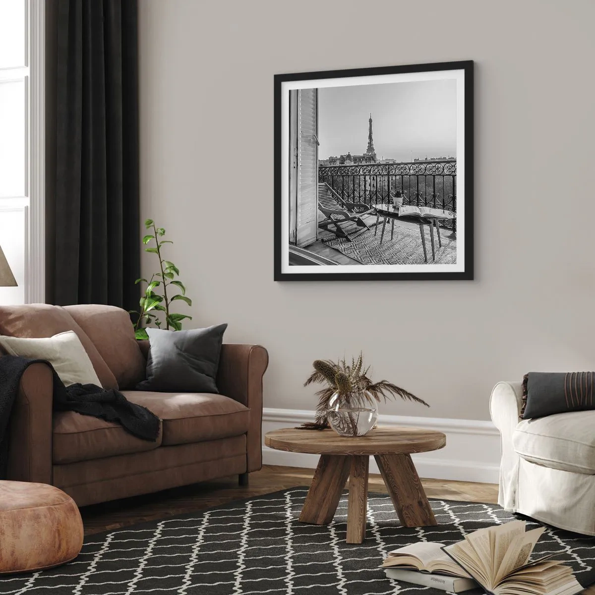 Affiche dans un cadre noir - Poster - Après-midi parisien - 60x60 cm