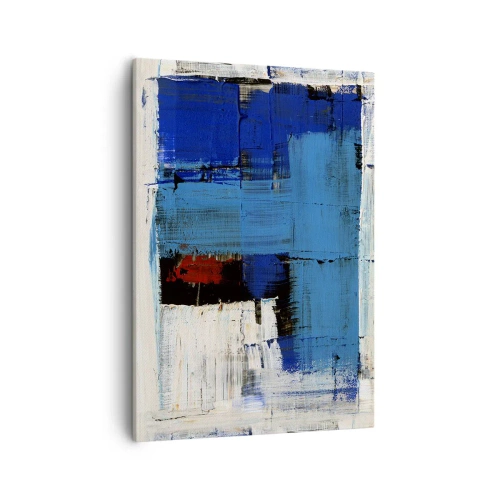 Impression sur toile - Image sur toile - Composition abstraite dans les tons de bleu et de blanc - 50x70cm - Secret de bleu - Décoration murale moderne pour le salon et la chambre ARTTOR