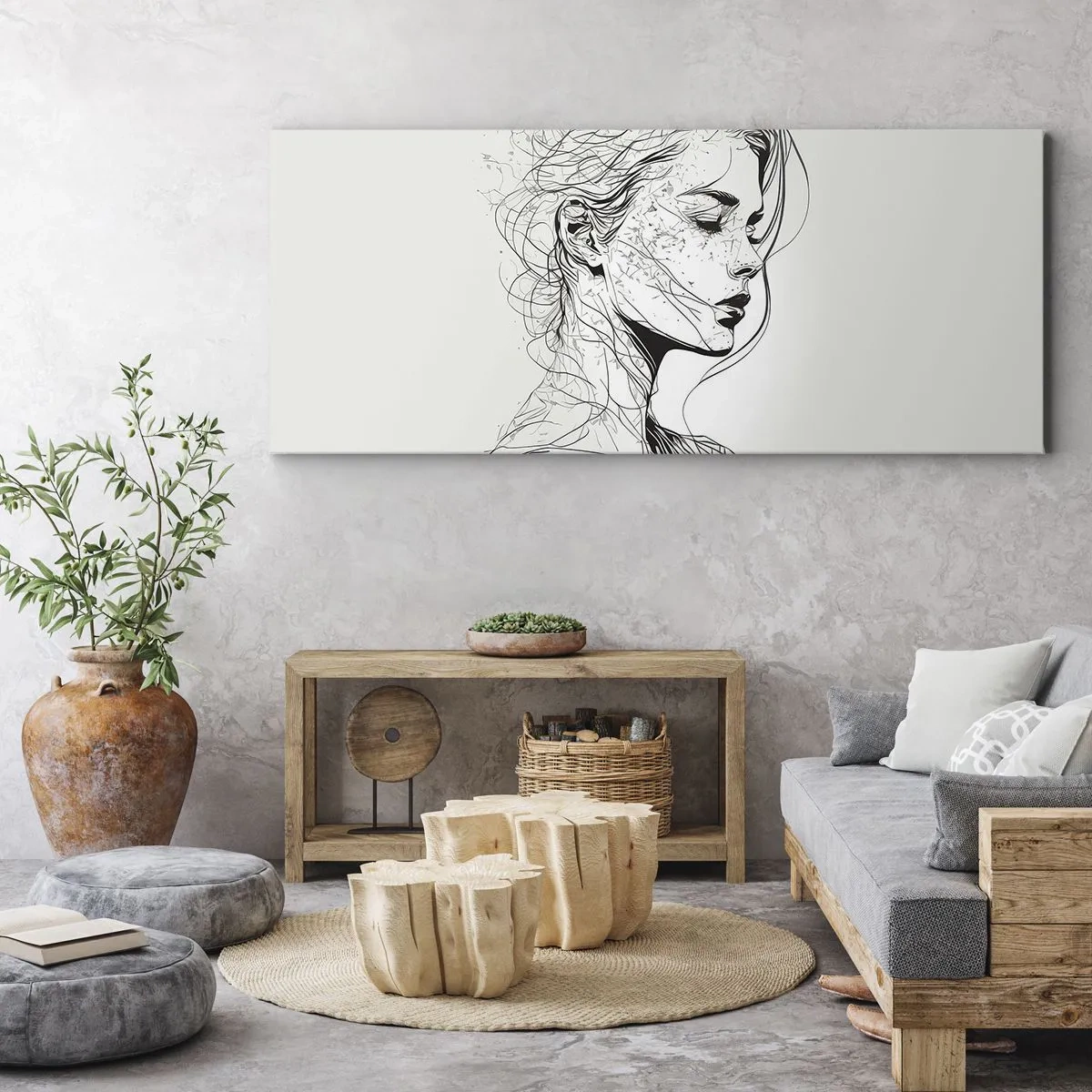 Impression sur toile - Image sur toile - Portrait en pensée - 100x40 cm