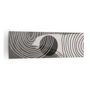 Impression sur toile - Image sur toile - Lignes géométriques et ovales dans des tons monochromes - 160x50cm - L'ovale gagne - Décoration murale moderne pour le salon et la chambre ARTTOR
