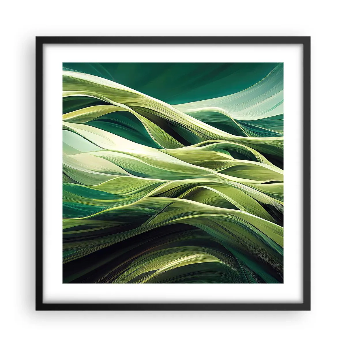 Affiche dans un cadre noir - Poster - Jeu de vert abstrait - 50x50 cm
