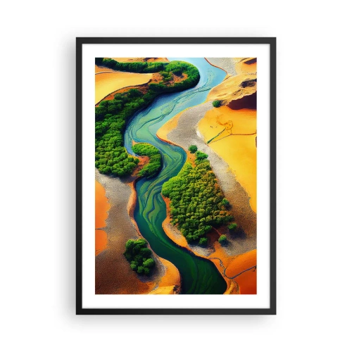 Affiche dans un cadre noir - Poster - Un paysage coloré avec une rivière sinueuse - 50x70cm - Rivière vivifiante - Décoration murale moderne pour le salon et la chambre ARTTOR