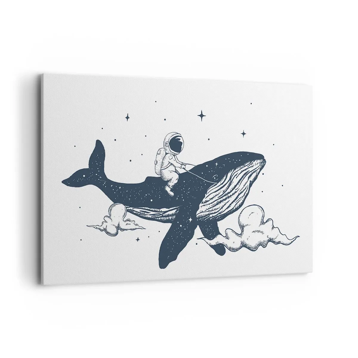 Impression sur toile - Image sur toile - Astronaute sur une baleine flottant dans l'espace - 120x80cm - Aventure spatiale - Décoration murale moderne pour le salon et la chambre ARTTOR