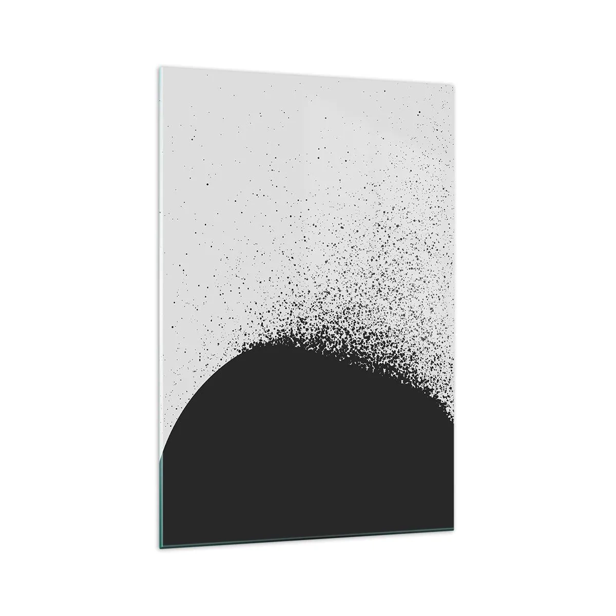 Impression sur verre - Image sur verre - Motif abstrait avec des particules noires sur un fond clair - 70x100cm - Mouvement des molécules - Décoration murale moderne pour le salon et la chambre ARTTOR
